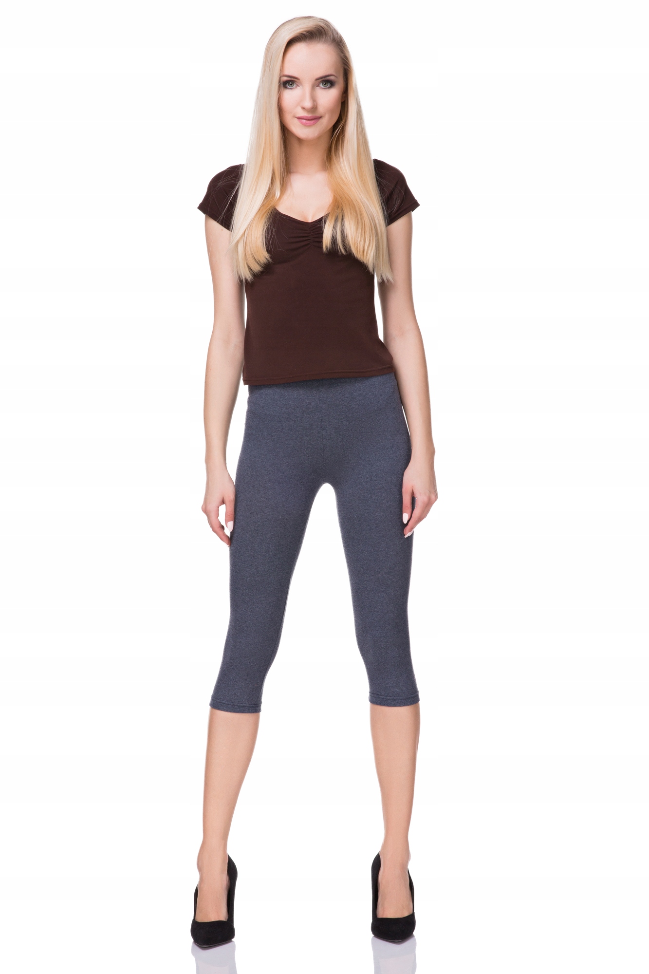 LEGGINSY 3/4 WYGODNE BAWEŁNIANE GETRY NA LATO - XL