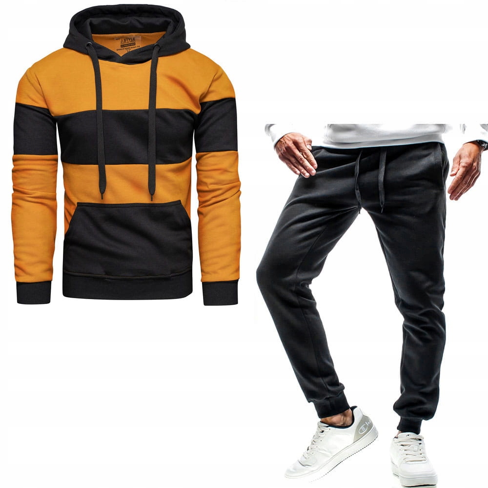 Teplákovka pánský komplet kalhot se stahovací šňůrkou a mikina s klokaní kapsou L