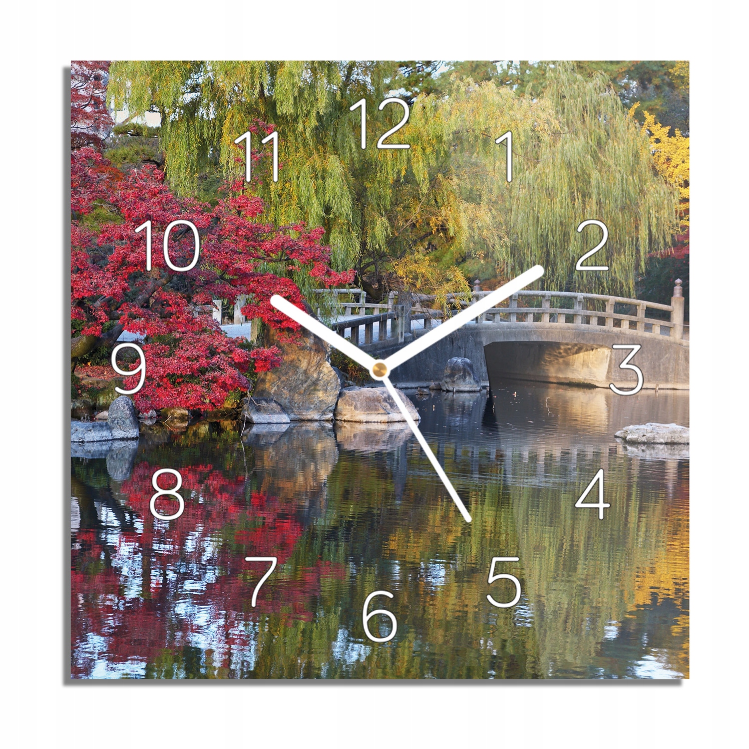 Japonská zahrada most foto-hodiny do obývacího pokoje 30x30