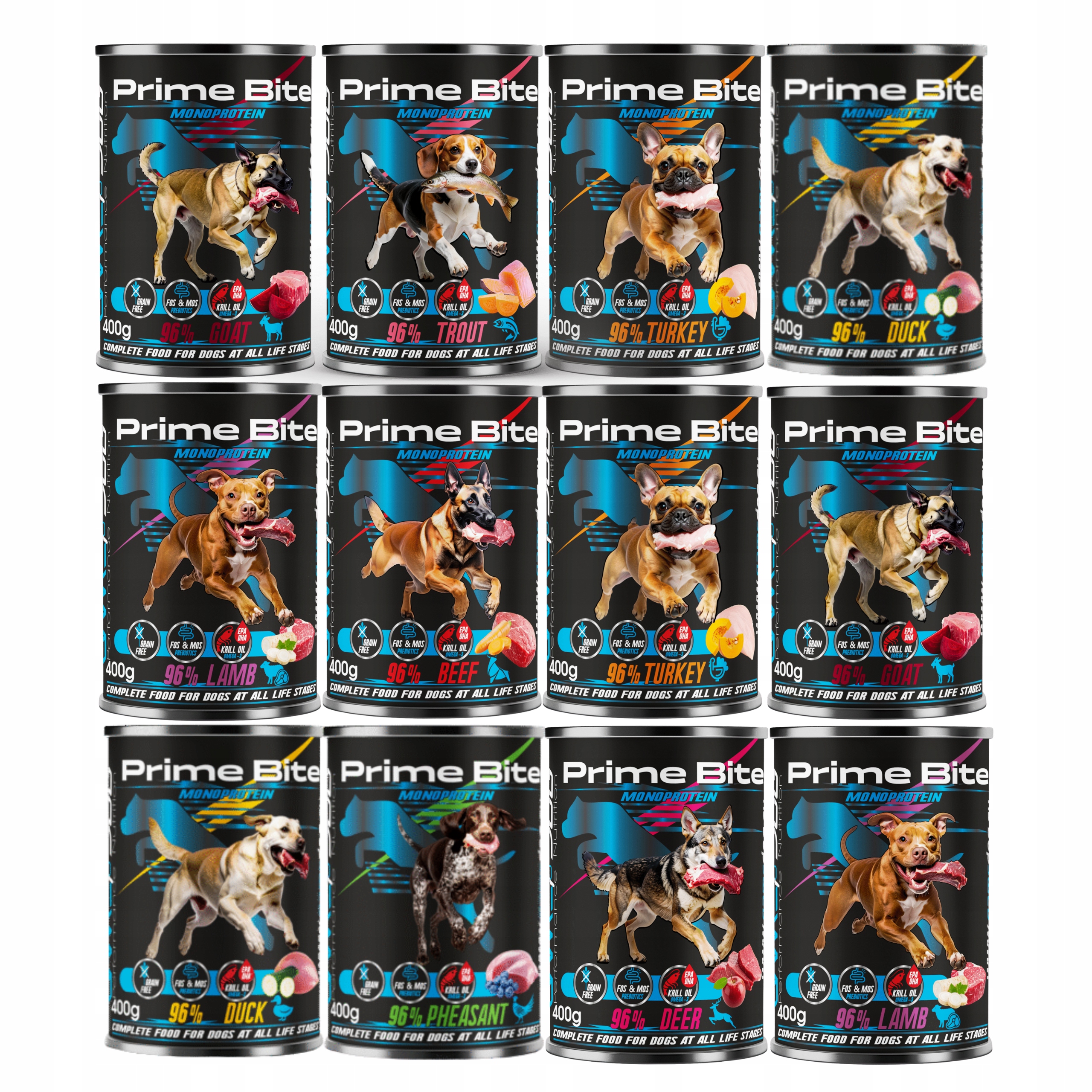 Game Dog Prime Bite Monoprotein vlhké krmivo pro psy mix chutí 12 x 400 g