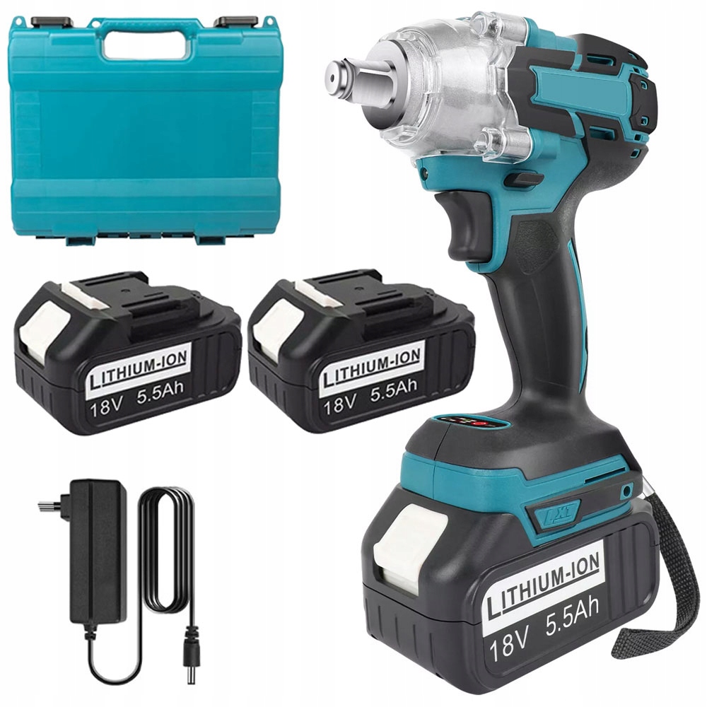 Akumulátorový bezkartáčový rázový klíč 1/2" 650 Nm pro kola 2x Aku 5.5 Ah