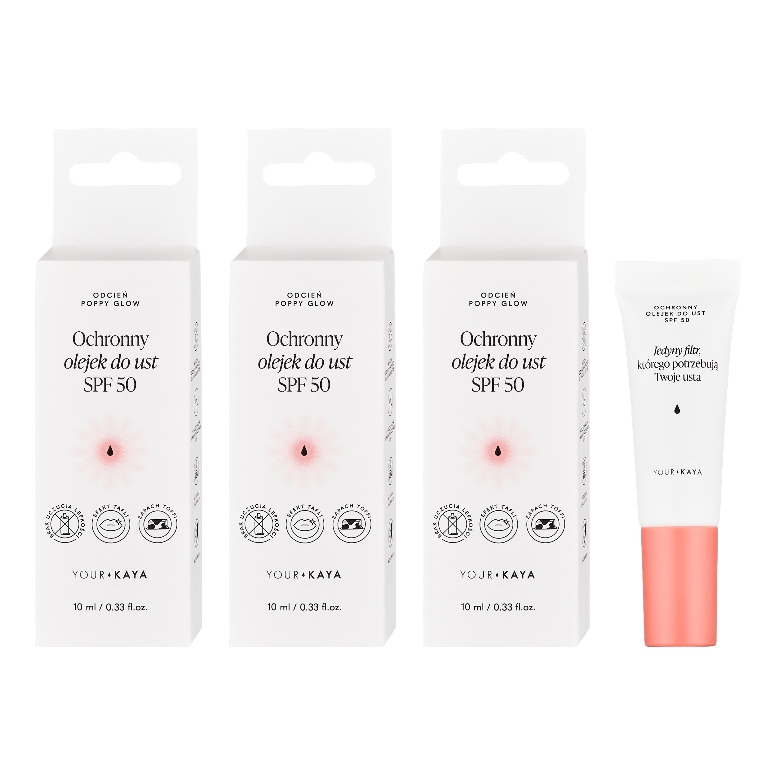 Olej na rty v odstínu Poppy Z Spf 50 Sada 3 ks Your Kaya