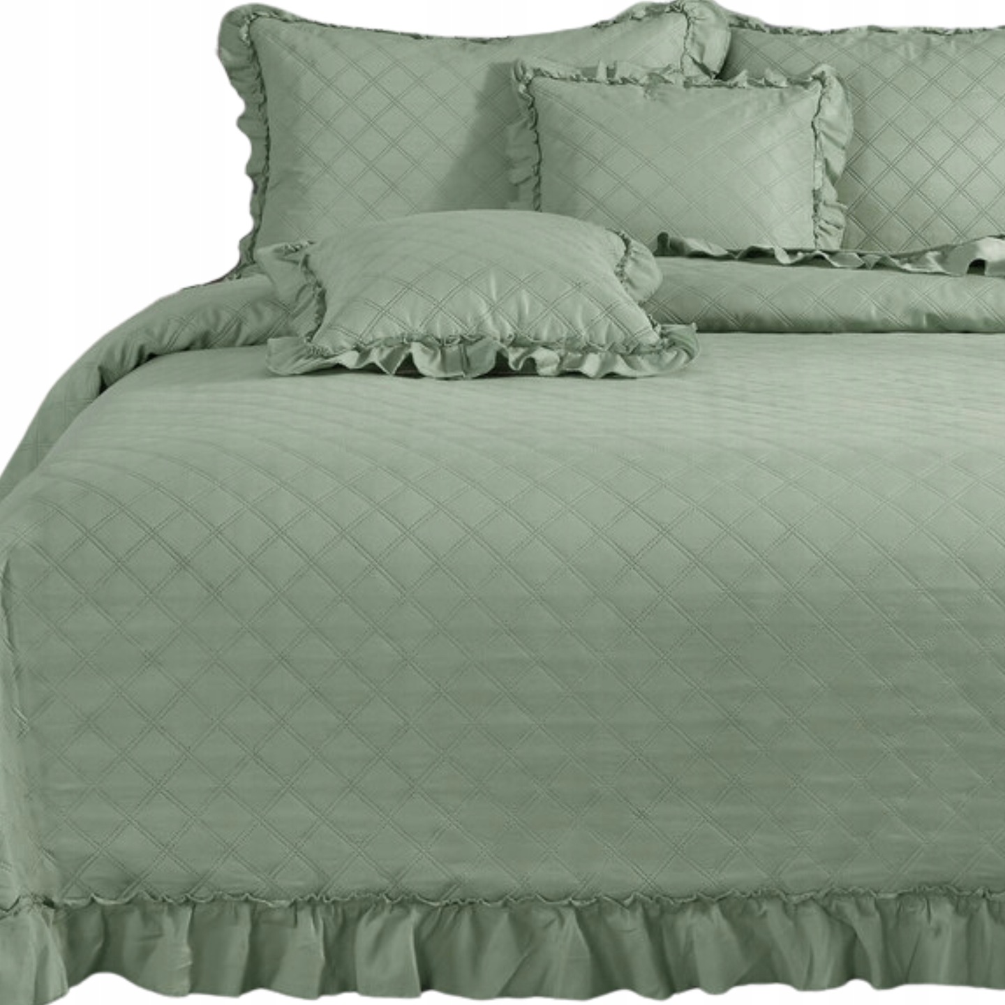 Narzuta Koc Na Łóżko Pikowana Dwustronna Kapa 240x220CM Pled Falbanki Ruffy