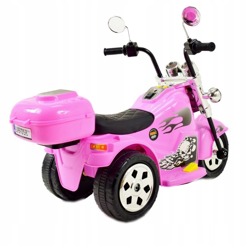 PIERWSZY MOTOR CHOPPER NA AKUMULATOR Z KUFERKIEM LL777-1 Kolor Różowy