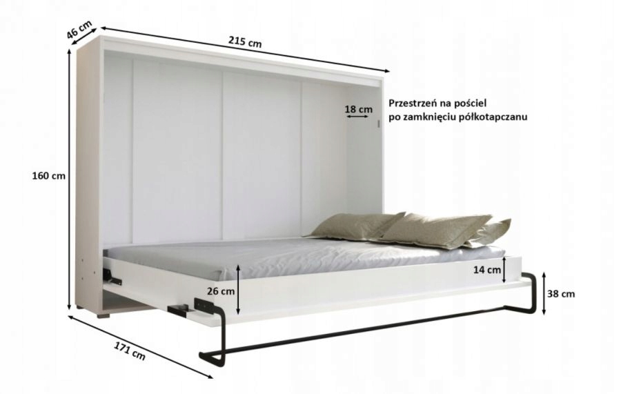 Półkotapczan pow spania 140x200 Łóżko w szafie pm Marka ABIKS