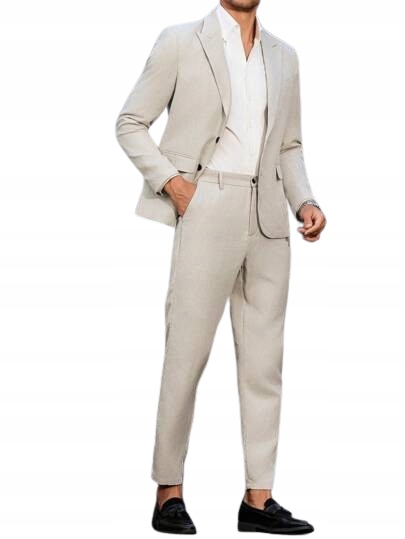Shein Béžový Pánský Oblek S Klopami A Knoflíky 3XL 1KB