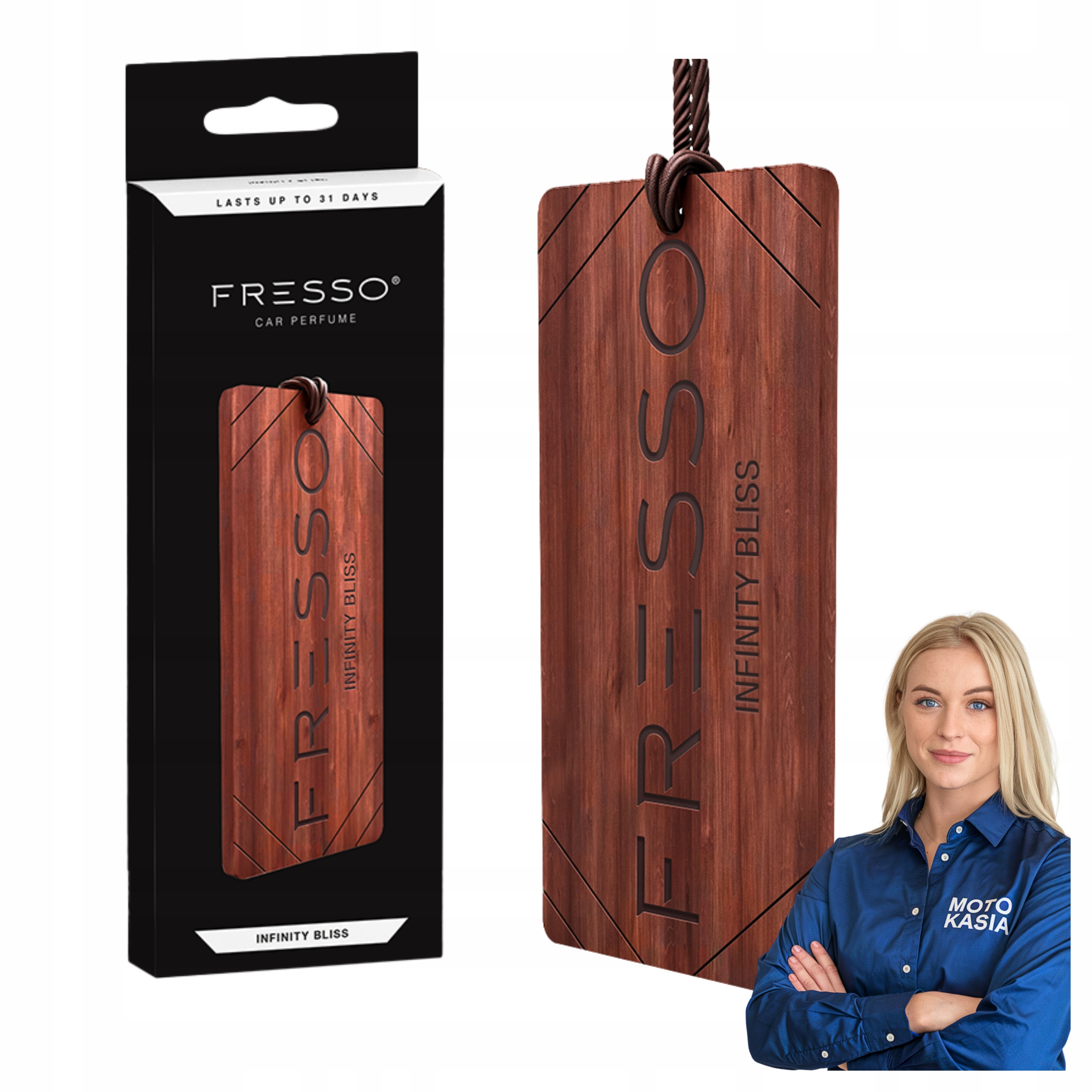Zawieszka zapachowa Fresso Infinity Bliss perfumowana drewniana do auta