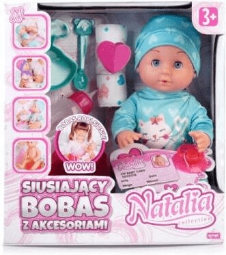 

Lalka Bobas siusiający 30cm piżamka z kotkiem
