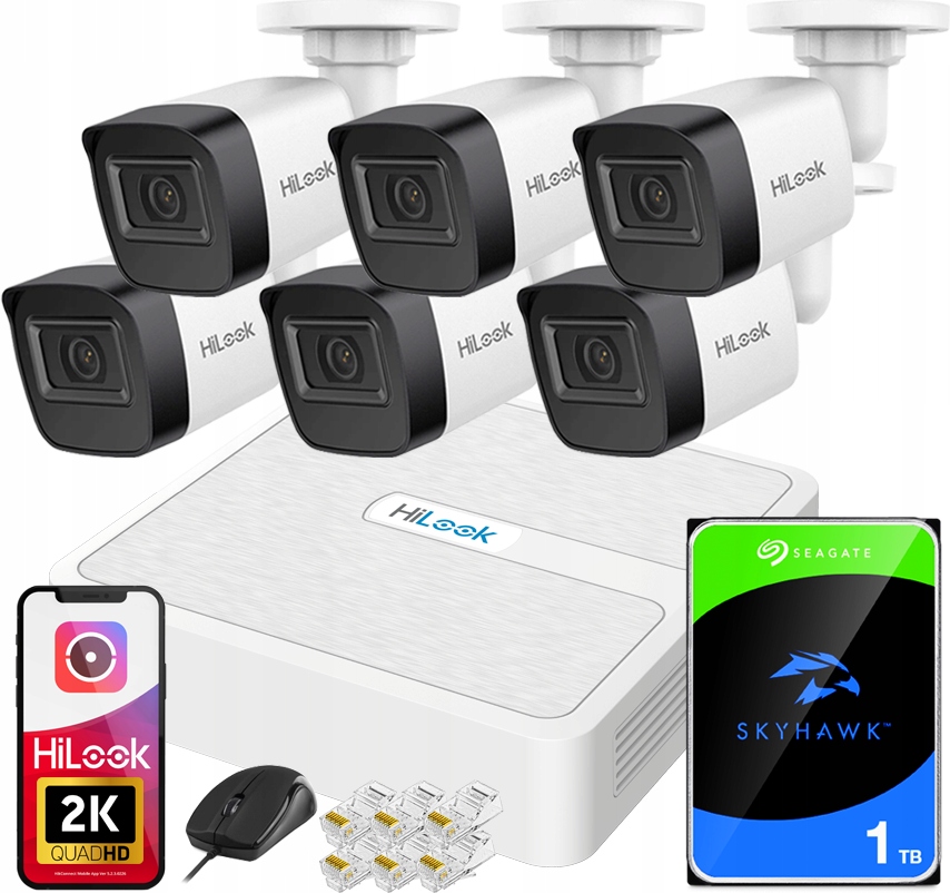 Monitorovací sada 6 kamer 4MPx 2K+ HiLook od společnosti Hikvision PoE rekordér