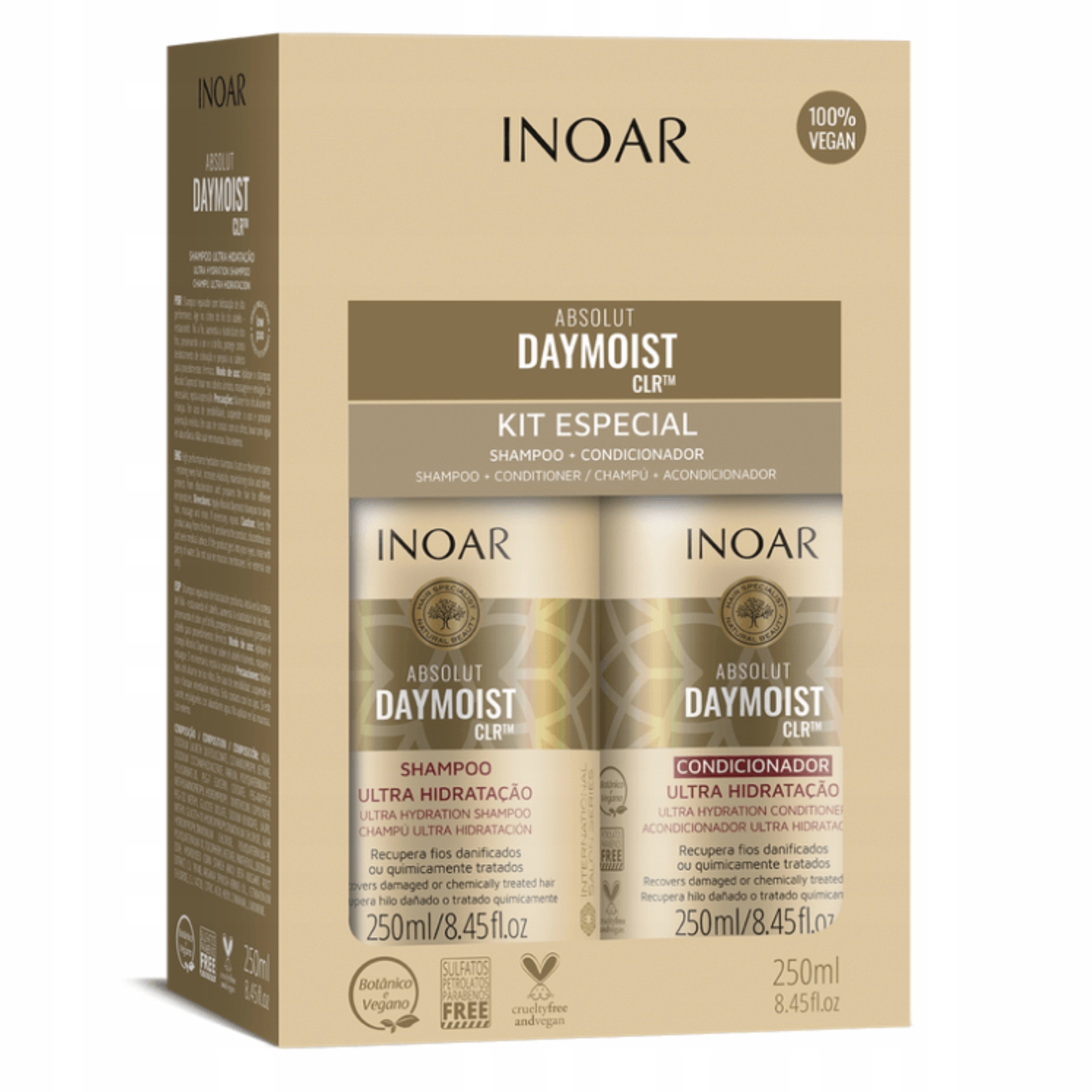 Inoar Absolut Daymoist Clr Duo Pack szampon 250ml Odżywka 250ml Oryginalna