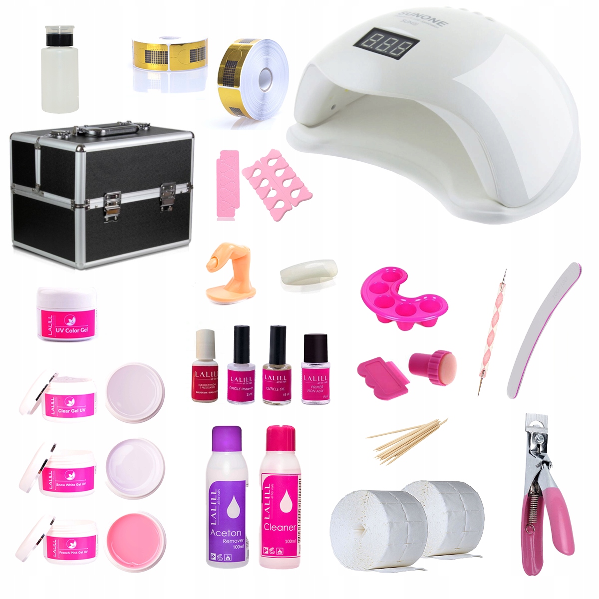 

Duży Zestaw Manicure Paznokci Żele Lampa Kuferek