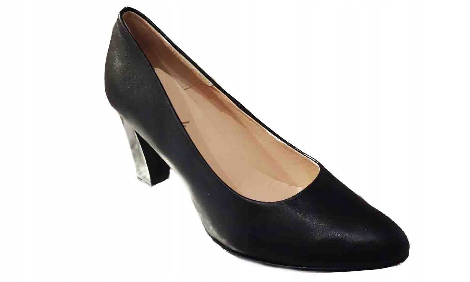 

Czółenko skórzane czarne tęgość H Szerokie 38