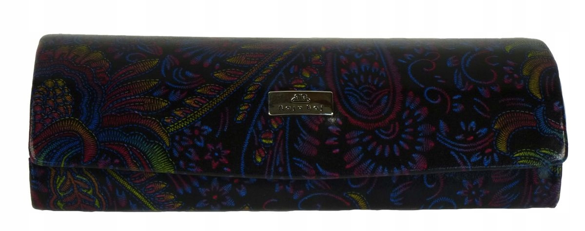 Kožené pouzdro na brýle Canaletto, tmavě modré, paisley, polské tvrdé.