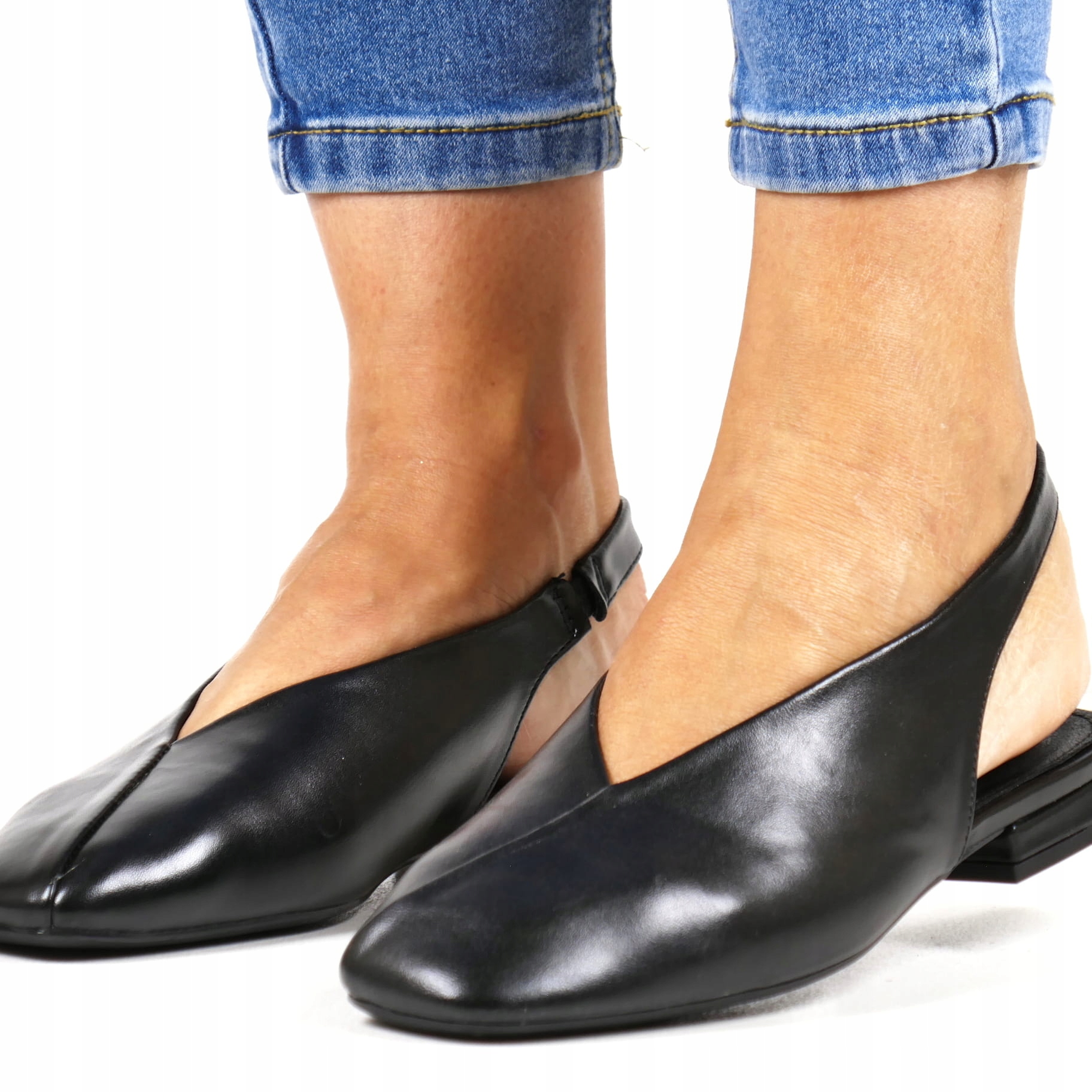 Dámské Baleríny S Odkrytou Patou, Pohodlná Přední Část, Lehké, Měkké, Černé