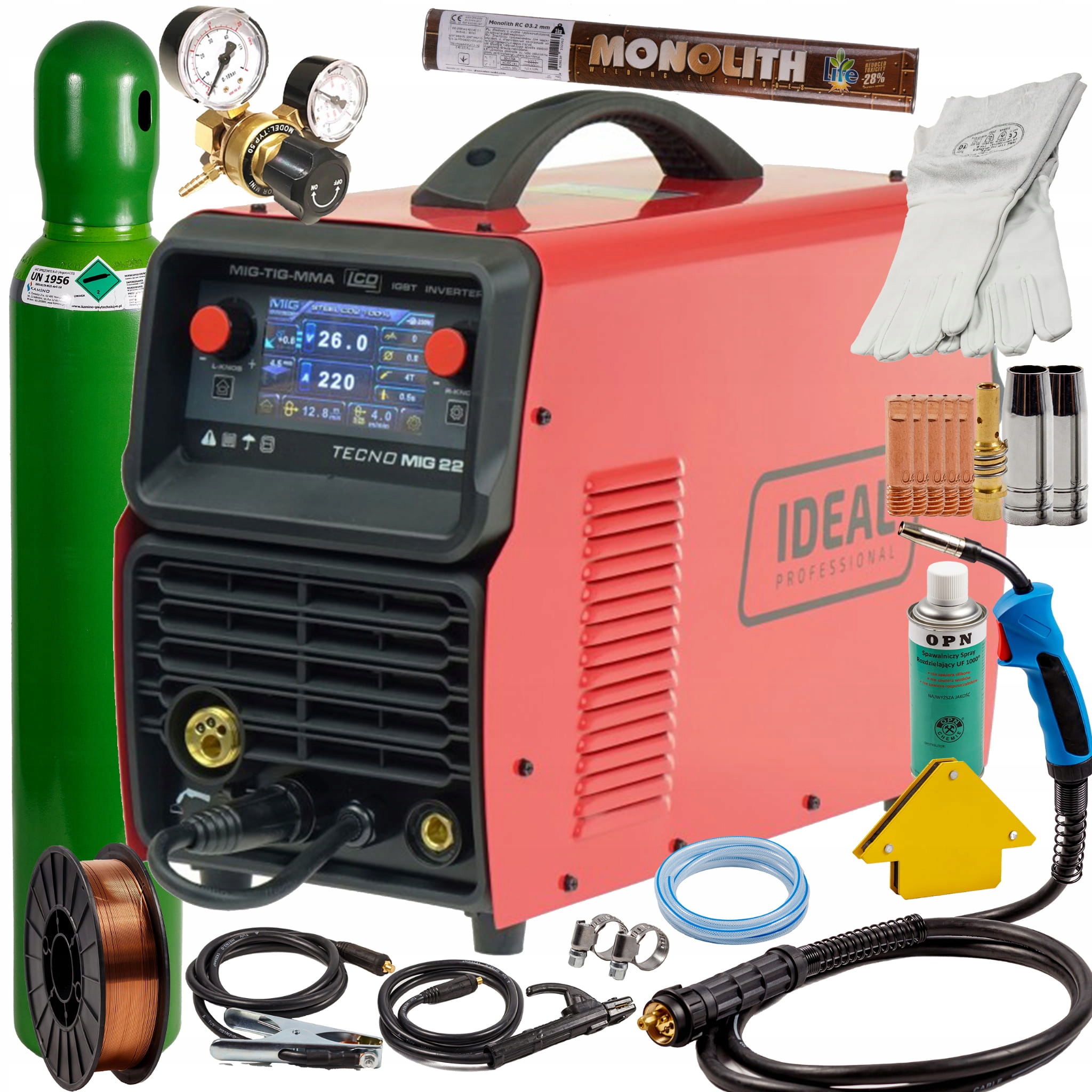 Svařovač Migomat Ideal 222 LCD poloautomatický svařovací set 3 kusů