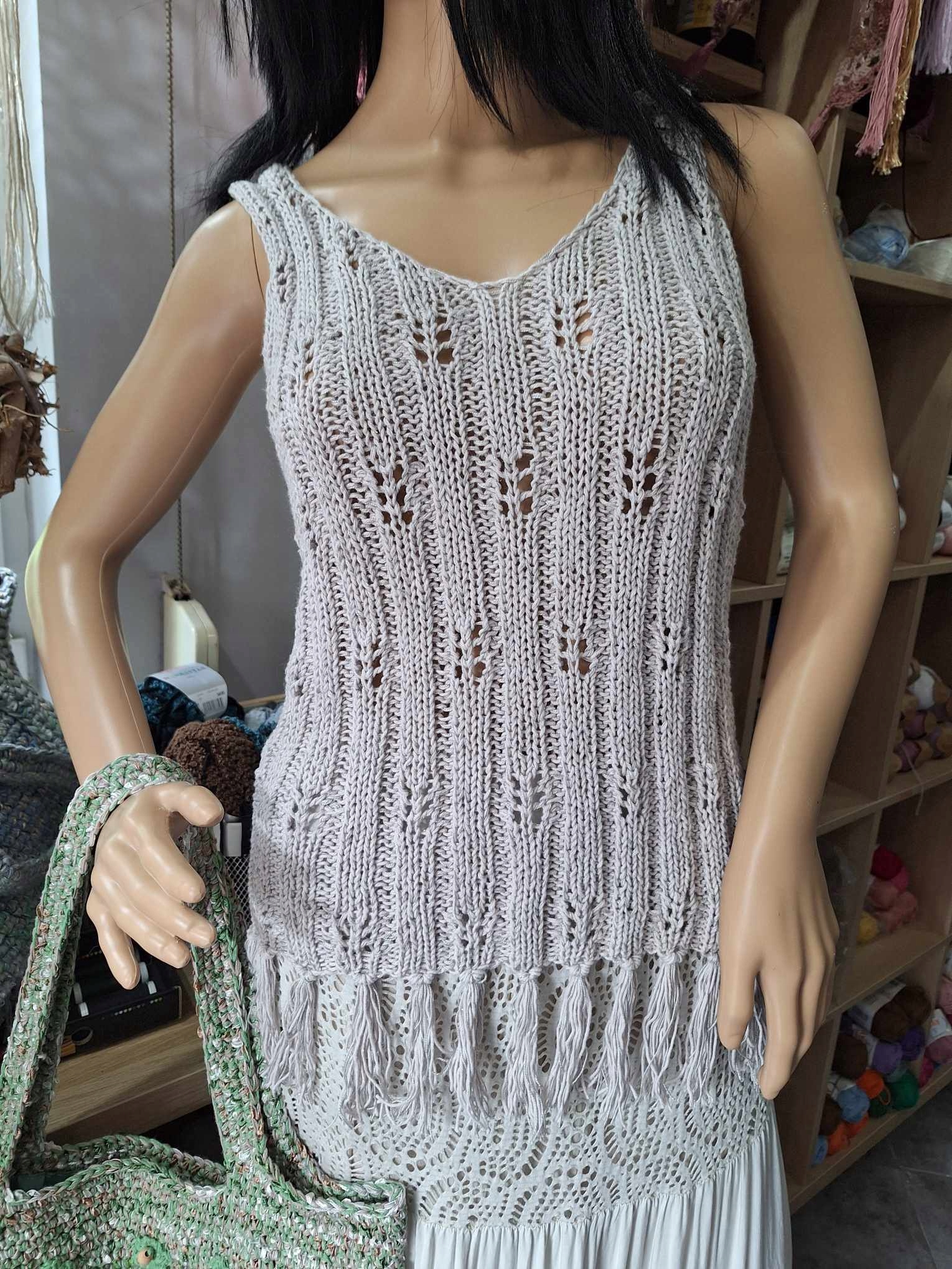 Ručně pletený bavlněný top