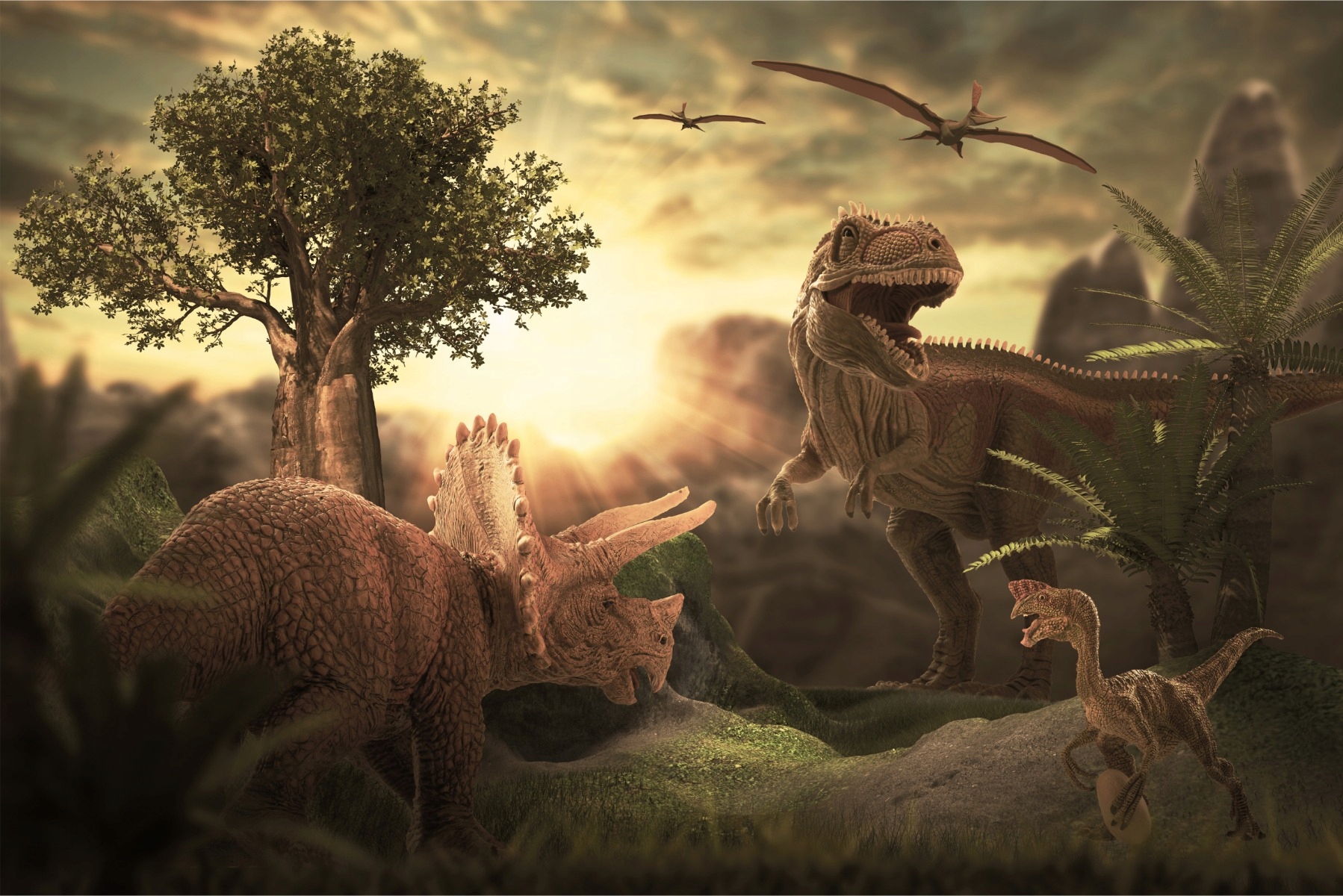 

Fototapeta młodzieżowa Dinozaury las skały 270x180