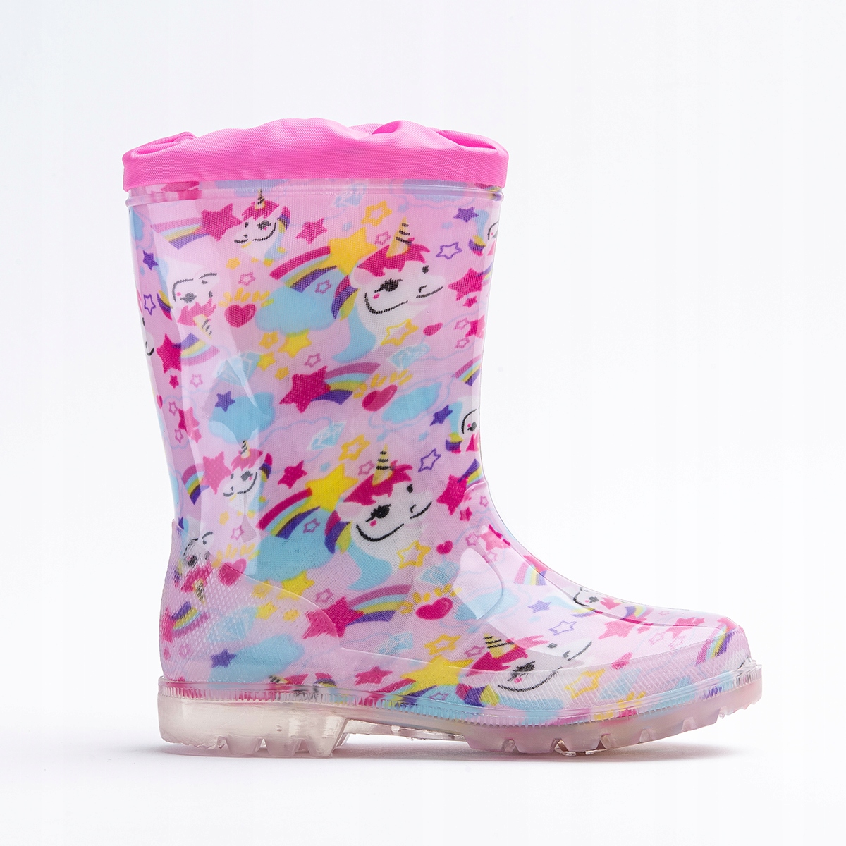 WOJTYŁKO 2201 KALOSZE DZIEWCZĘCE KOŁNIERZ Z GUMKĄ RÓŻOWE JEDNOROŻCE R 27 Rozmiar (new) 27