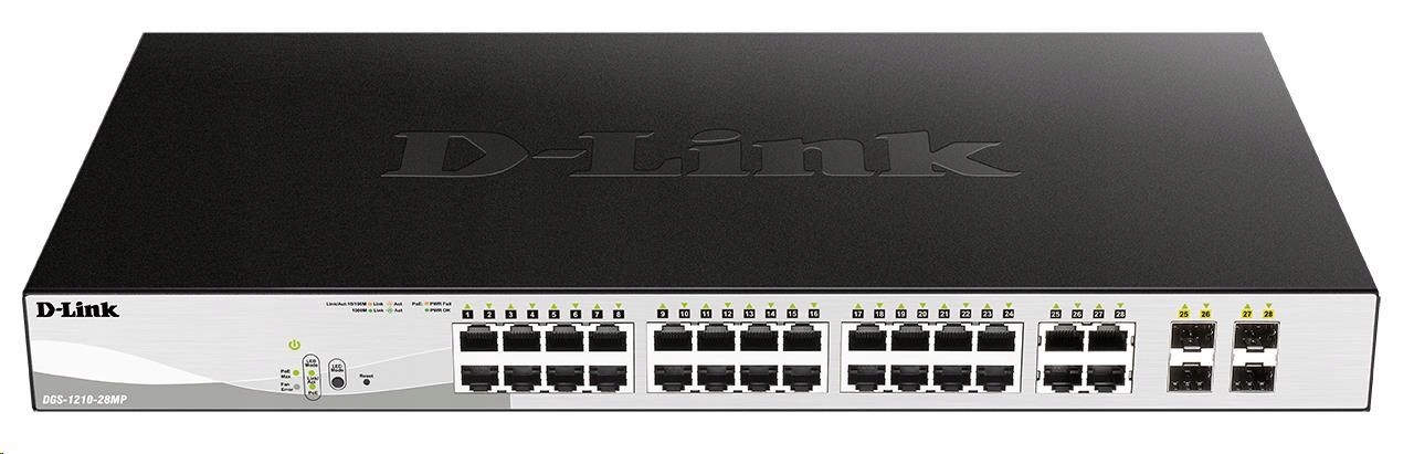 D-Link DGS-1210-28MP 28-portový gigabitový Smart+ PoE switch, 24x GbE PoE…