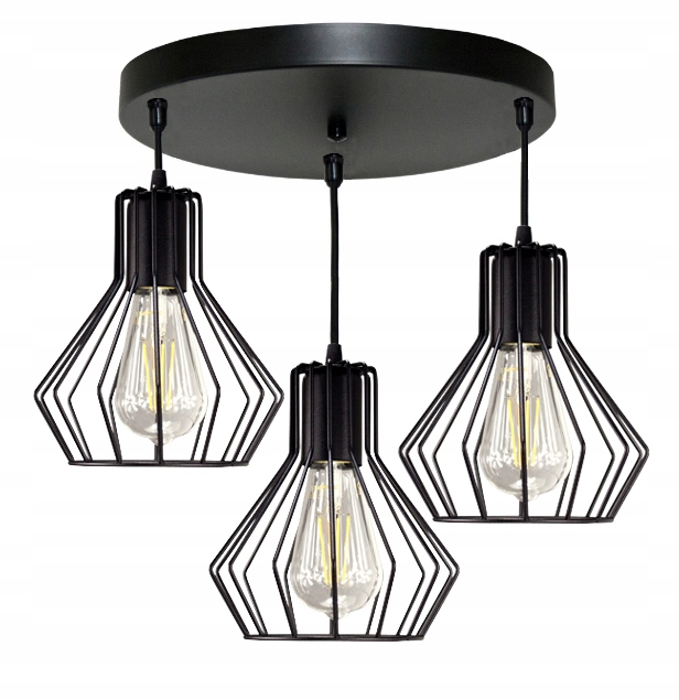 Lampa wisząca sufitowa regulowana druciana Bell 3 czarna można Led