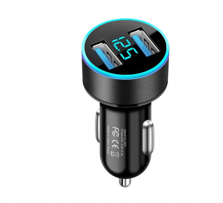 Ładowarka Samochodowa 2 xUSB 4,8A LED