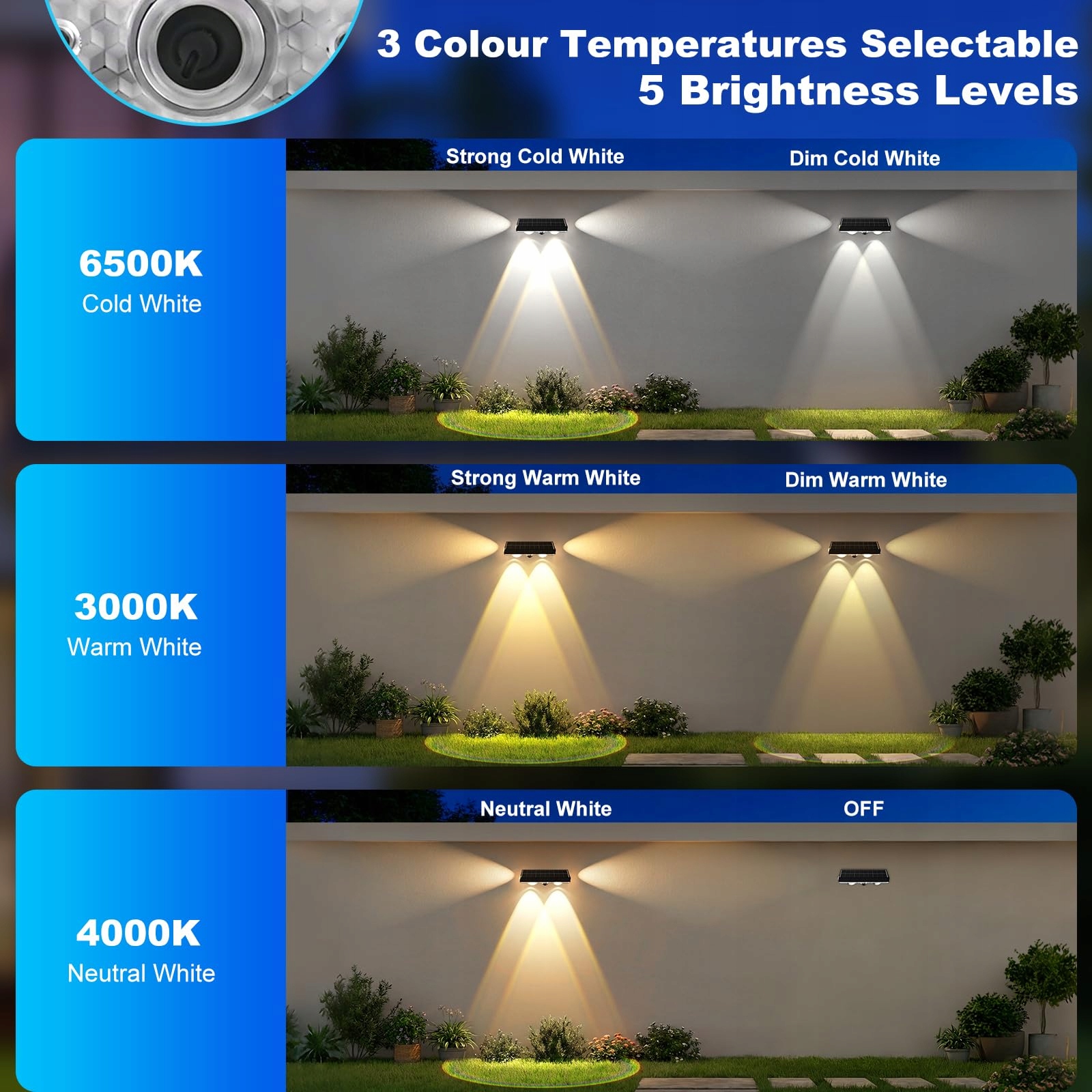 Lampy Solarne Zewnętrzne Na Ścianę Do Ogrodu Balkonu IP65 6 Szt GILIWOSY — miniatura 3