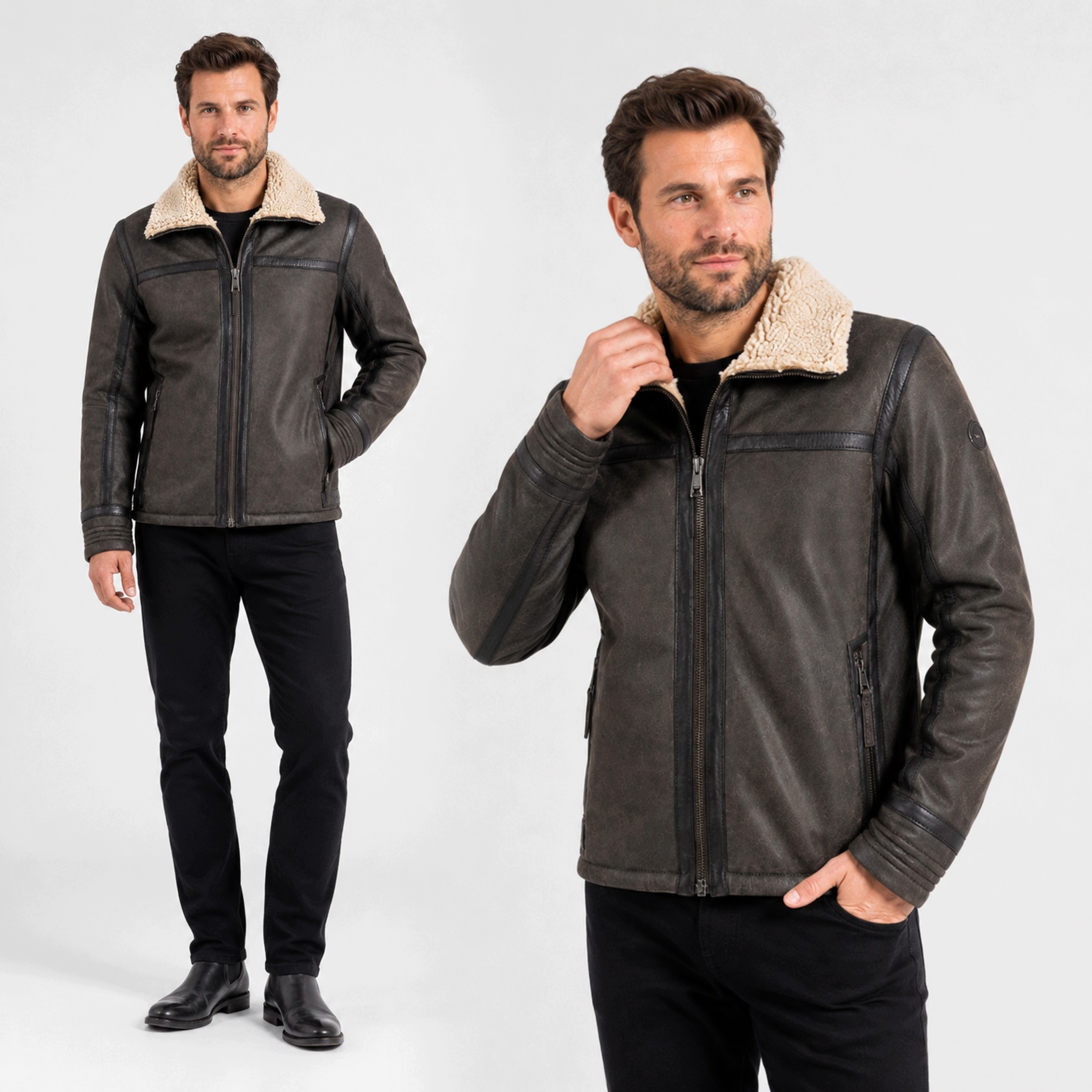 Kurtka Męska Skóra Jagnięca Pilotka Mauritius Vintage 1201-1000 Brązowa XXL