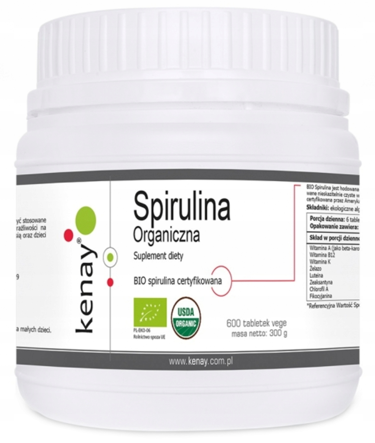 

Spirulina Organiczna Certyfikowana 600t Kenay