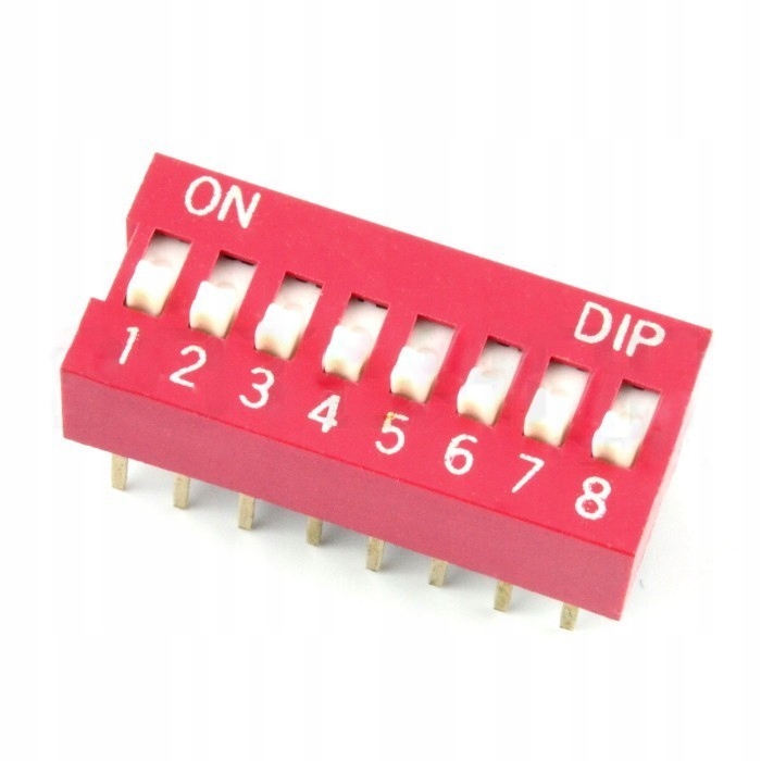 

Przełącznik Dip switch 8-polowy - czerwony