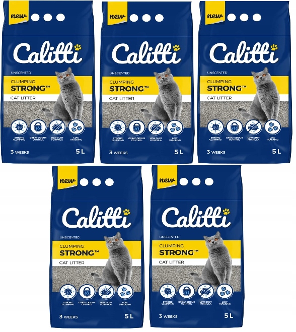 Żwirek dla kota bentonitowy Calitti Strong 5x5L bezzapachowy