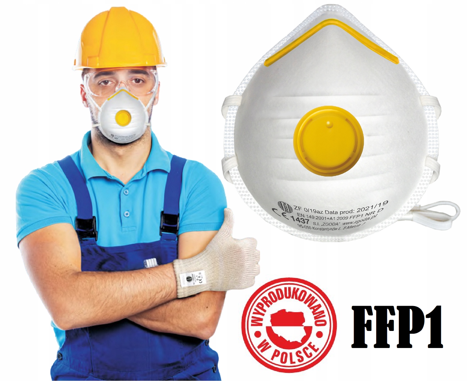 

Maska Z Zaworkiem P1 Półmaska FFP1 Produkt Polski