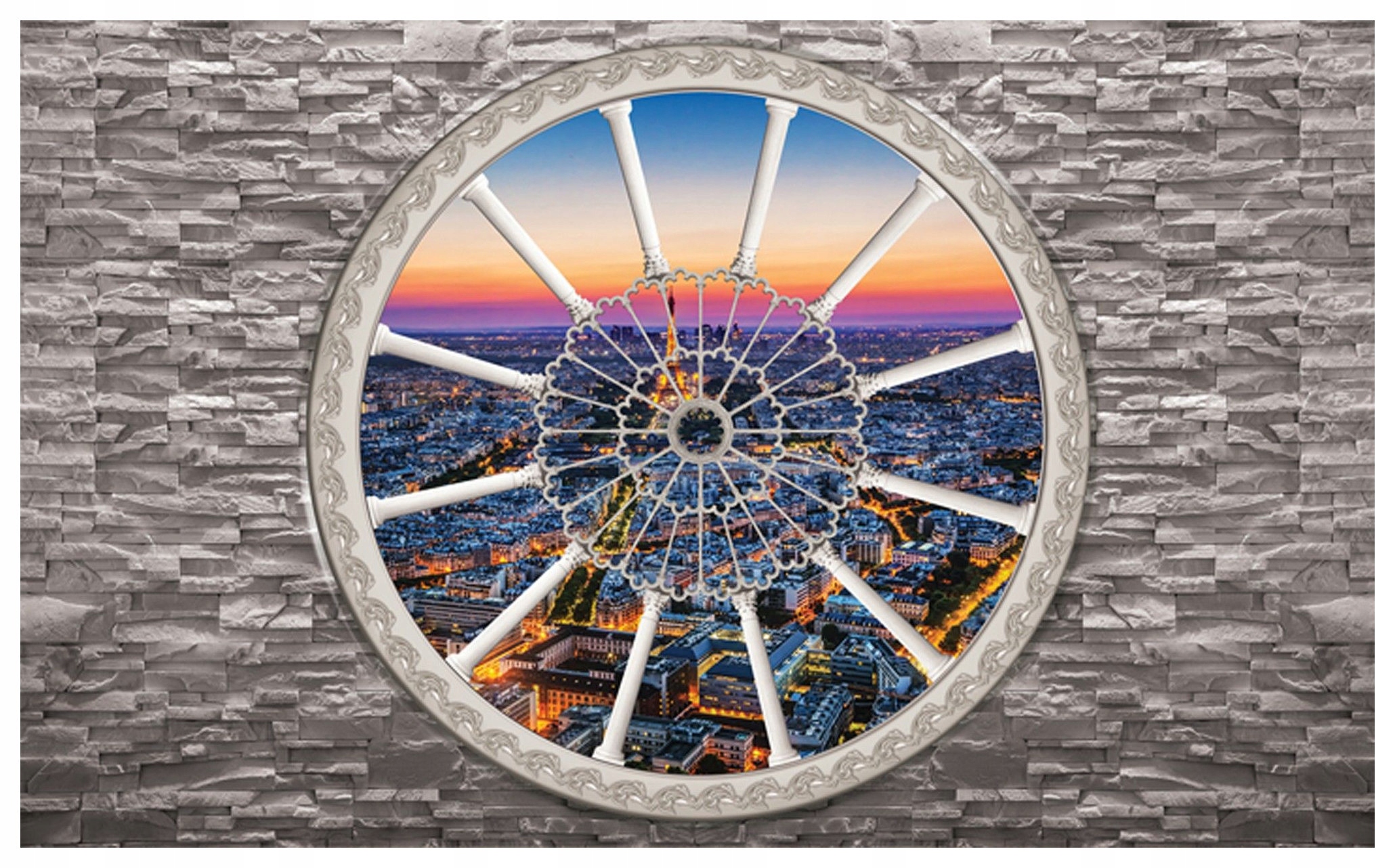 Fototapeta Eiffelova veža Paríž v noci s vinylovým výhľadom na okno 254x184 lepidlo