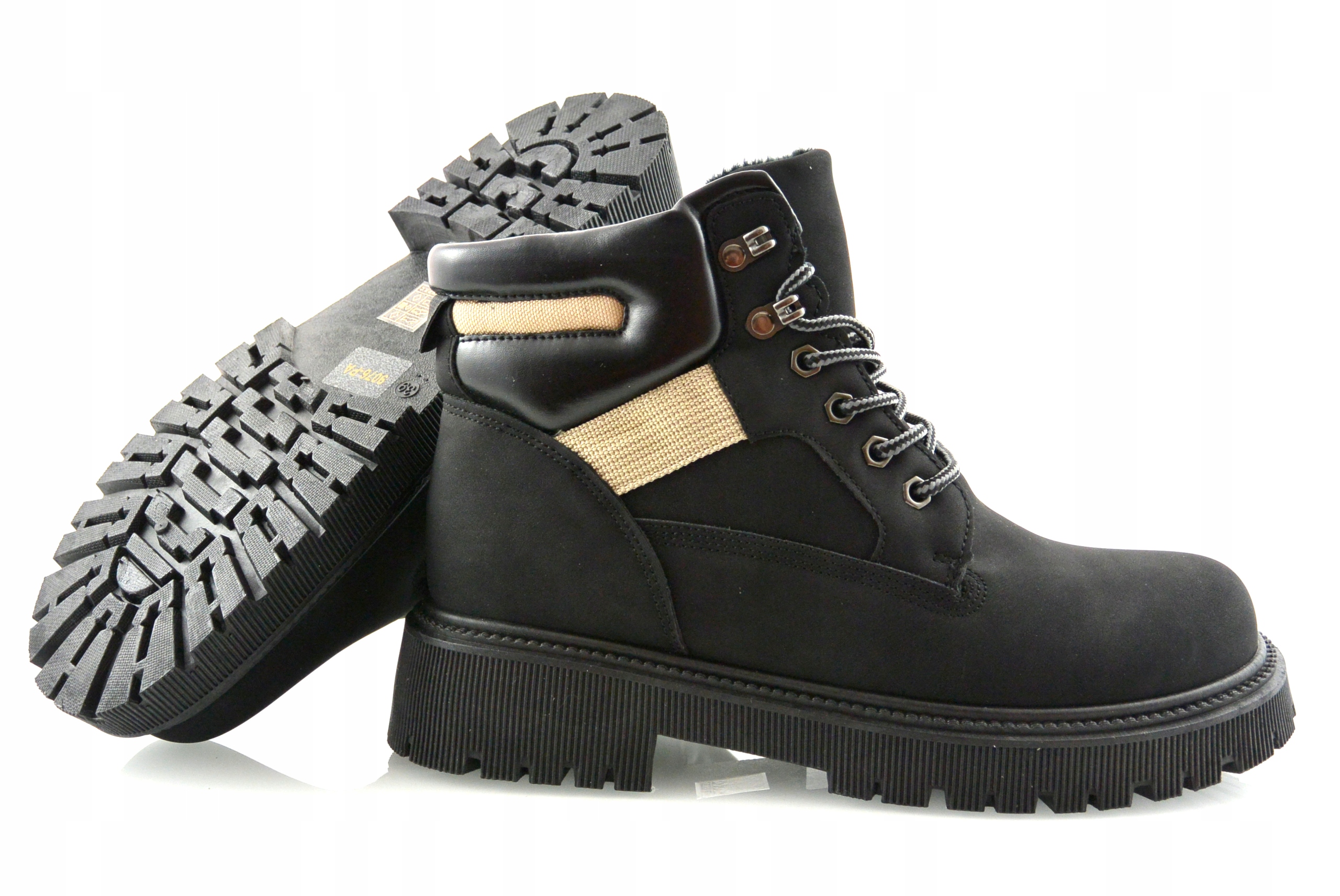 CZARNE ZIMOWE MOCNO OCIEPLANE DAMSKIE ŚNIEGOWCE TRAPERY TREKKINGOWE 41 Marka bez marki