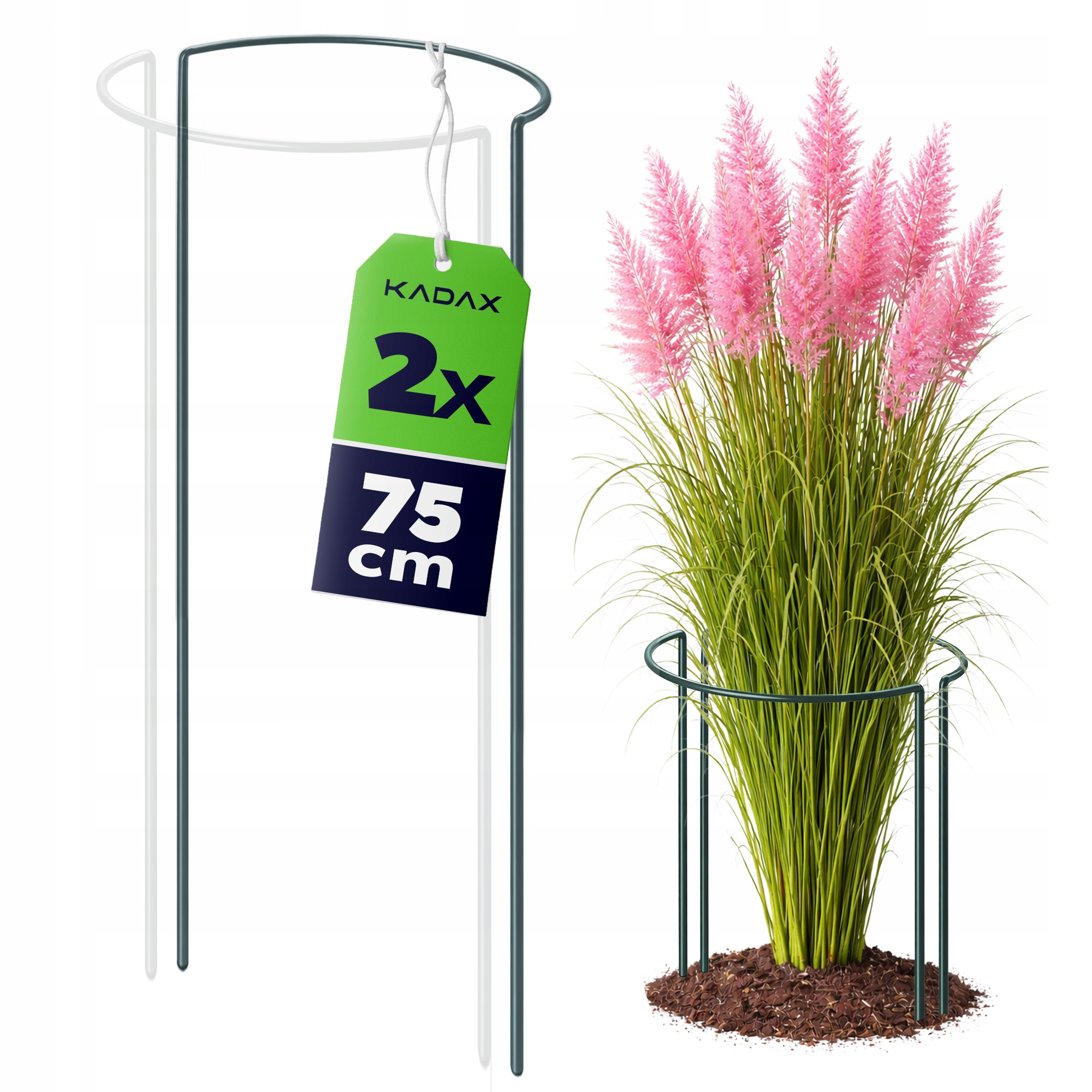 2 SZT. PODPORA DO ROŚLIN 75 cm HORTENSJI RÓŻ KWIATÓW METALOWA PÓŁOKRĄGŁA