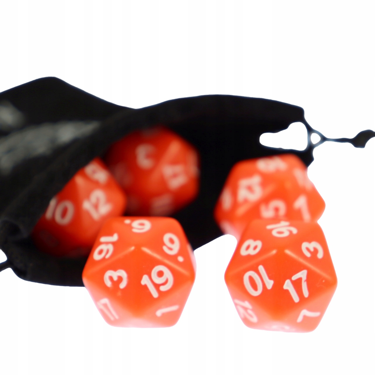 ZESTAW 2 KOSTEK K20 RPG POMARAŃCZOWA KOŚĆ DWUDZIESTOŚCIENNA Liczba ścian 20