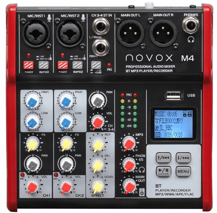 Novox M4 Mkii Mikser Analogowy 4-KANAŁOWY Kompaktowy Konsola Miksująca