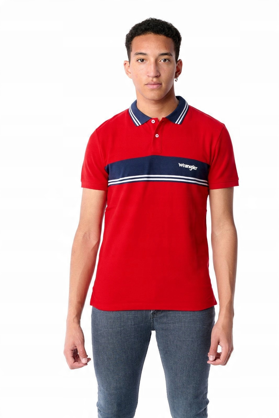 

Wrangler Colourblock Polo Red W7E3KFXWO S