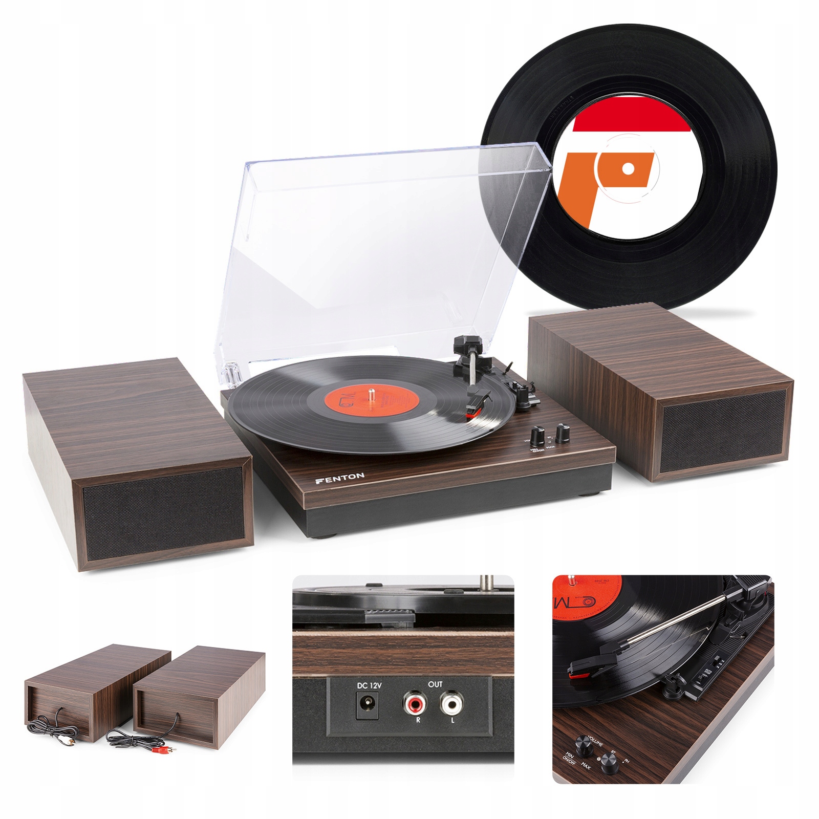 Gramofon modułowy bluetooth z głośnikami