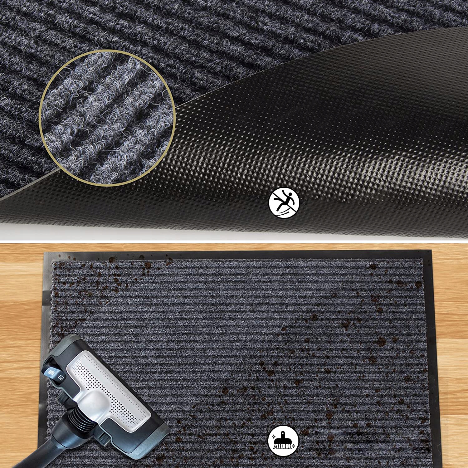 WYCIERACZKA POD DRZWI MATA WEJŚCIOWA DO BIURA FIRMY BUTÓW GUMOWA 60X80CM Materiał pvc tekstylna