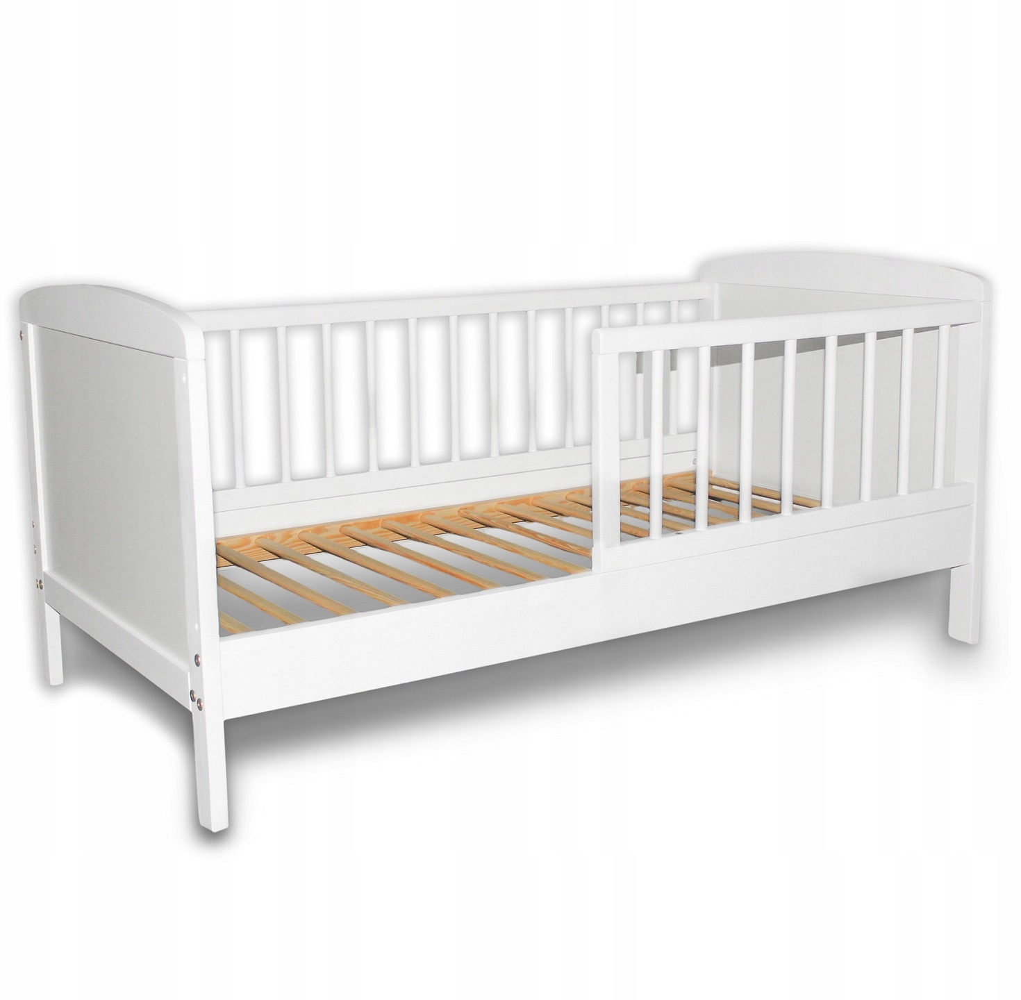 Čalouněná dětská postýlka pro děti ve věku 1-4 let, 120 x 60 cm, bílá