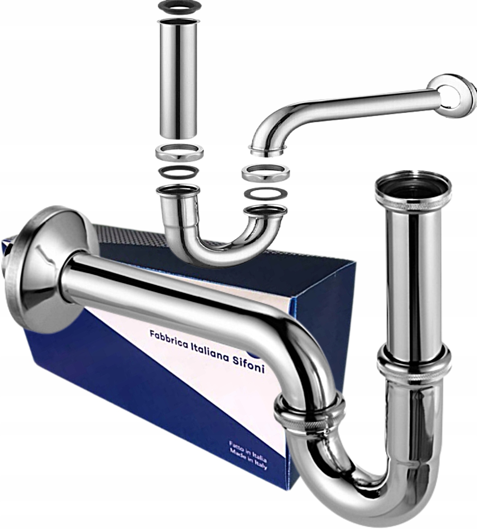 

Syfon rurkowy do umywalki chrom z rozetką