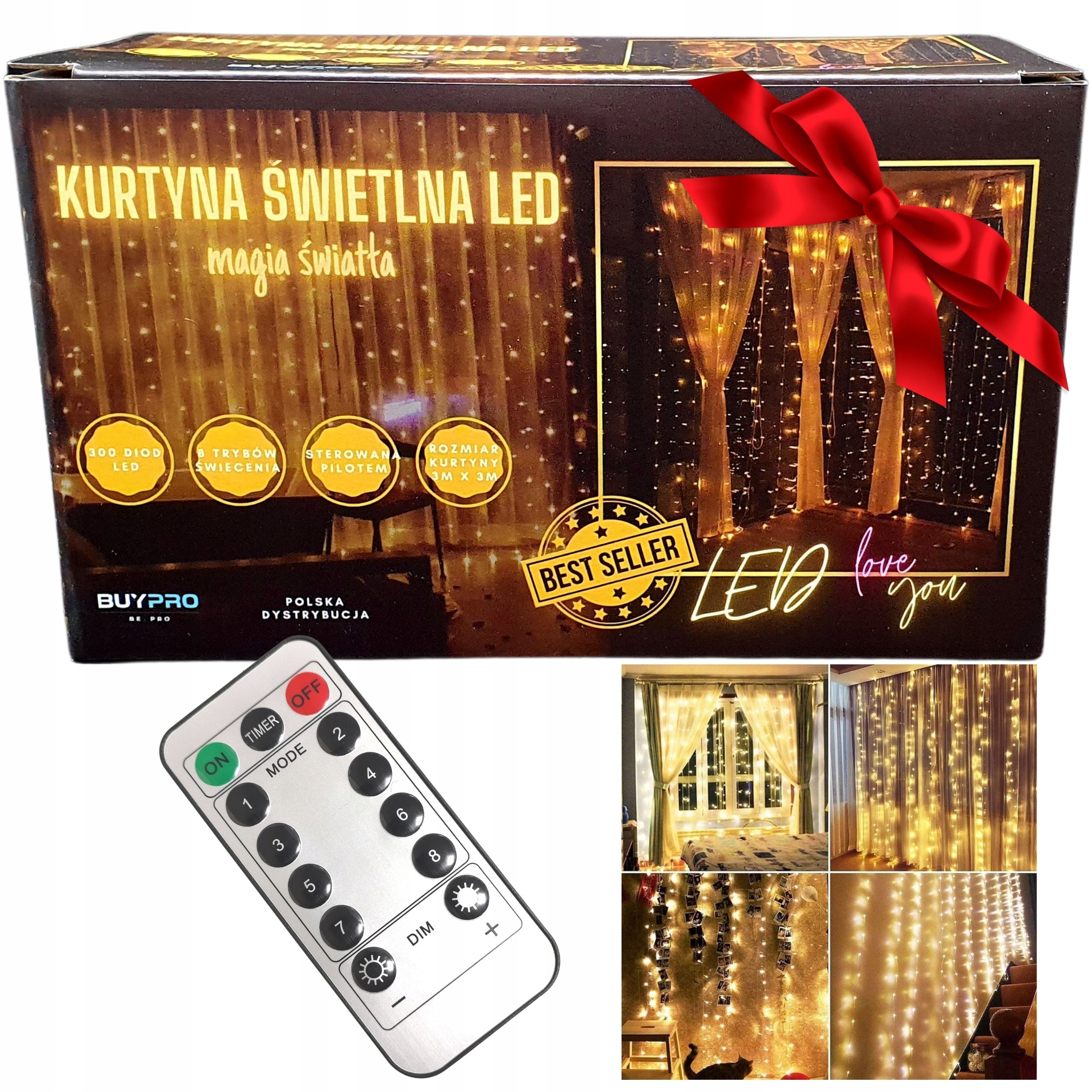 

Kurtyna Led świetlna 3X3 światełka Dekoracja Okien