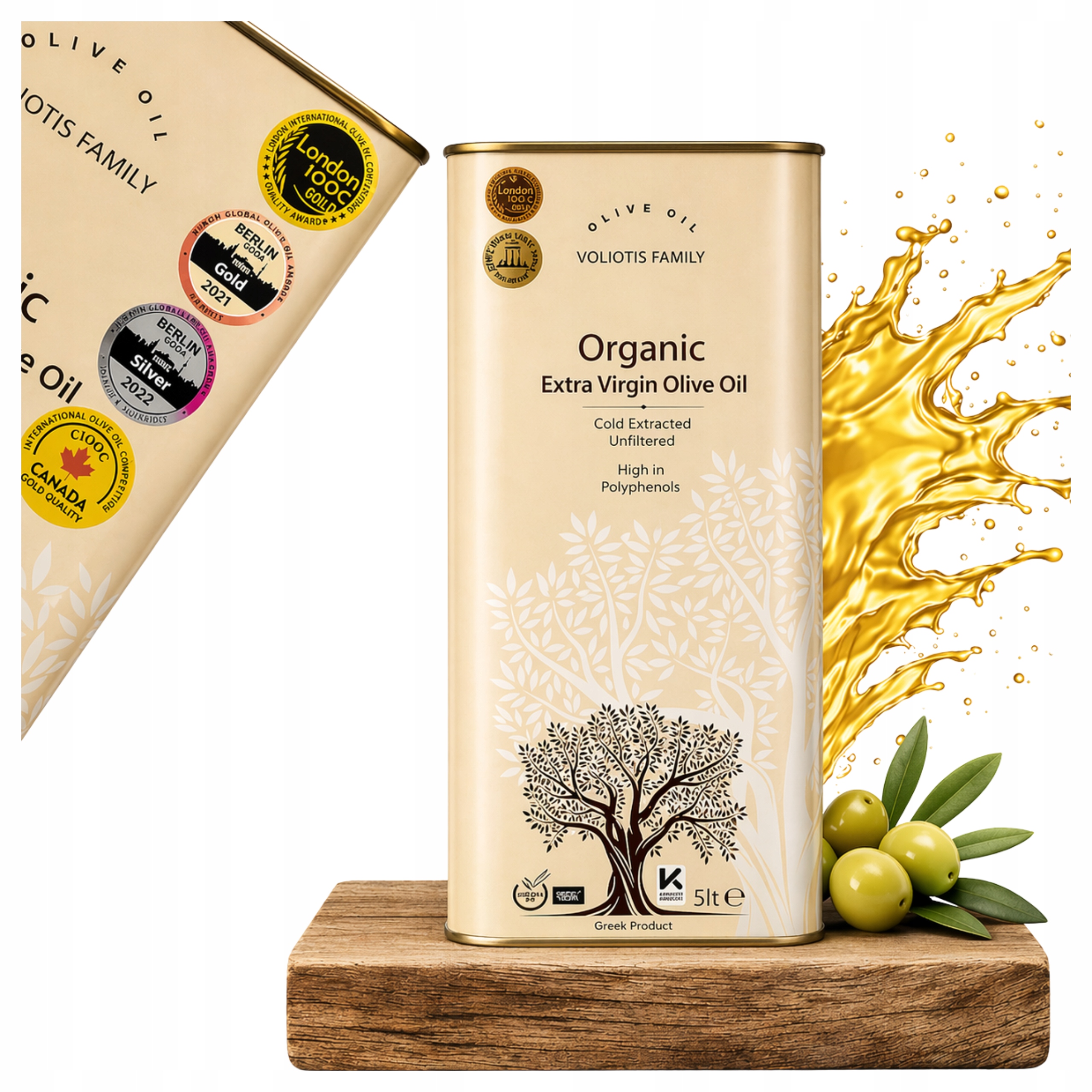 Oliwa z Oliwek Extra Virgin Bio 5L Grecka Zbiór 2025/26 0,30% Niefiltrowana