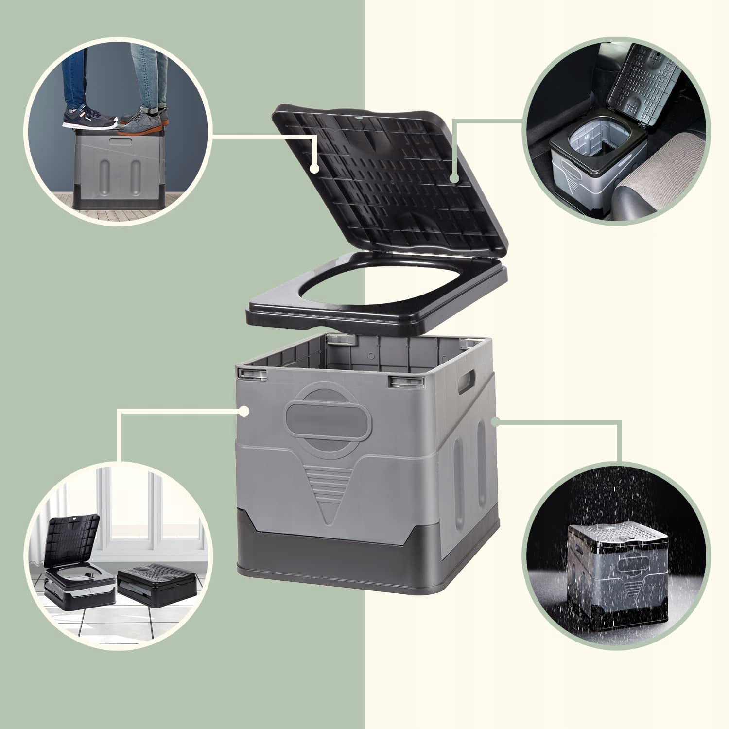 ZEWNĘTRZNA PRZENOŚNA SKŁADANA TOALETA SAMOCHODOWA 20L, NOŚNOŚĆ 200 KG Numer katalogowy części ZEWNĘTRZNA PRZENOŚNA SKŁADANA TOALETA SAMOCHODOWA 20L, NOŚNOŚĆ 200 KG