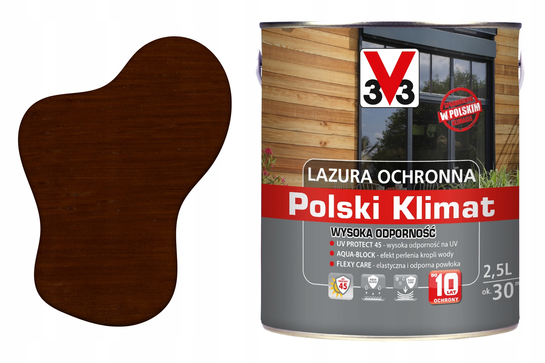 LAZURA OCHRONNA V33 POLSKI KLIMAT 10LAT 2,5L DĄB ZŁOCISTY