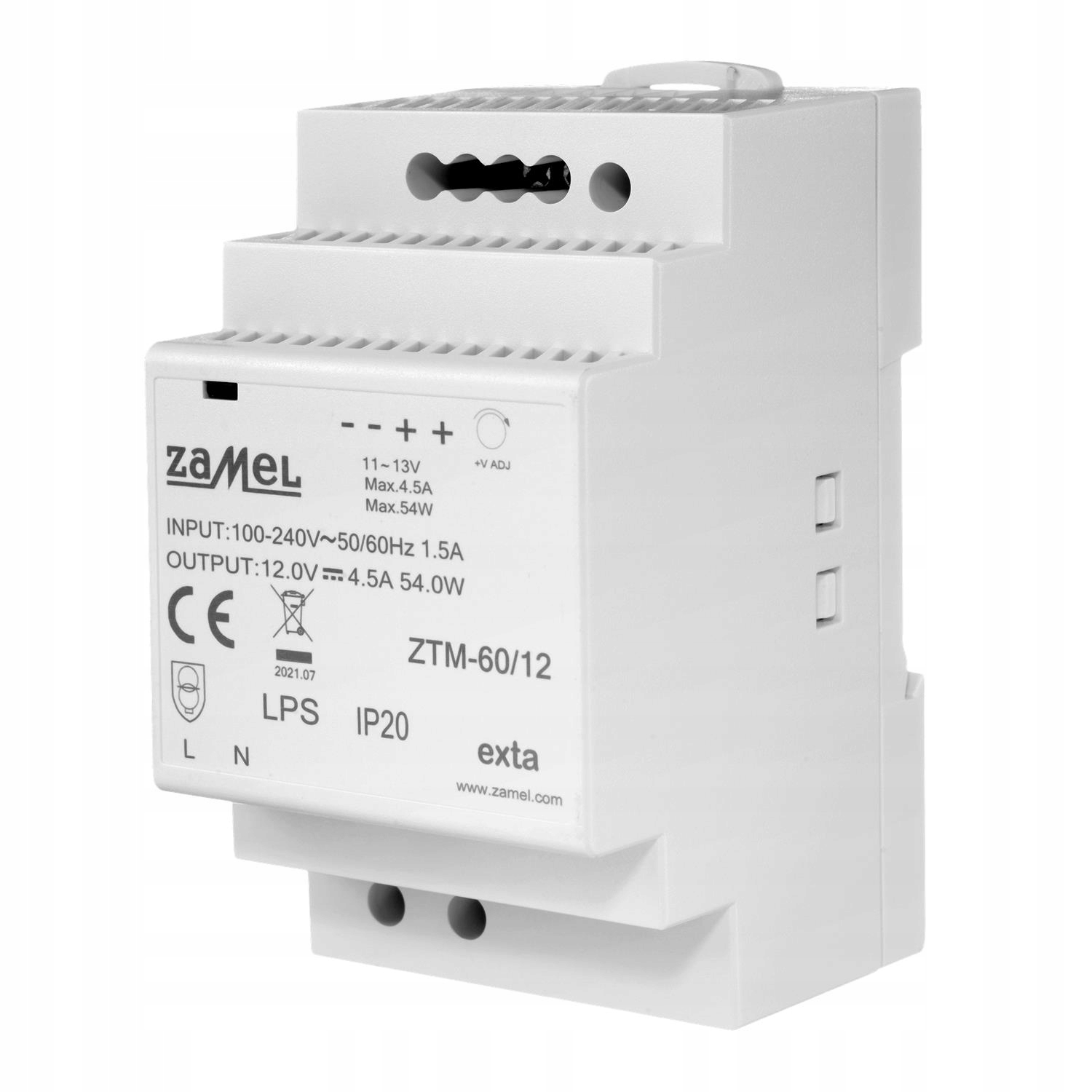 Zasilacz impuls na szynę DIN ZTM-60/12 Exta Zamel Model ZTM-60/12