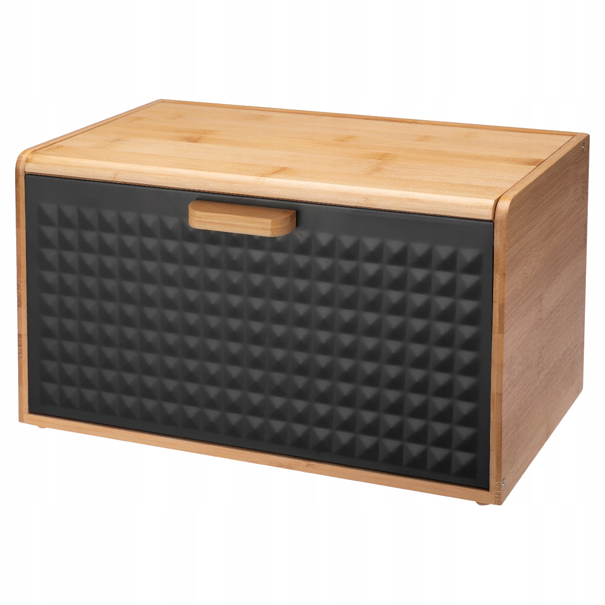 Chlebak pojemnik na chleb LAVARO czarny z bambusem dwa sposoby otwierania