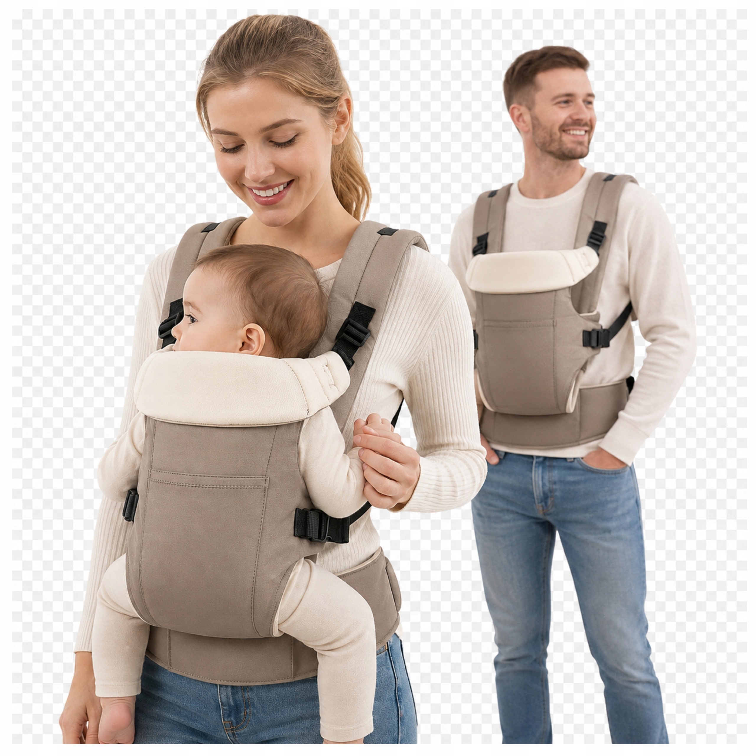 Nosidełko Ergonomiczne Wsparcie Szyi i Lędźwi od Urodzenia 3,5-15 kg Beż