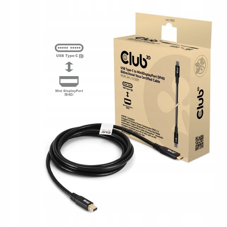 Club 3D Kábel Usb-c na miniDisplayPort 2.1, 8K30Hz, DSC1.2, UHBR10, 2m