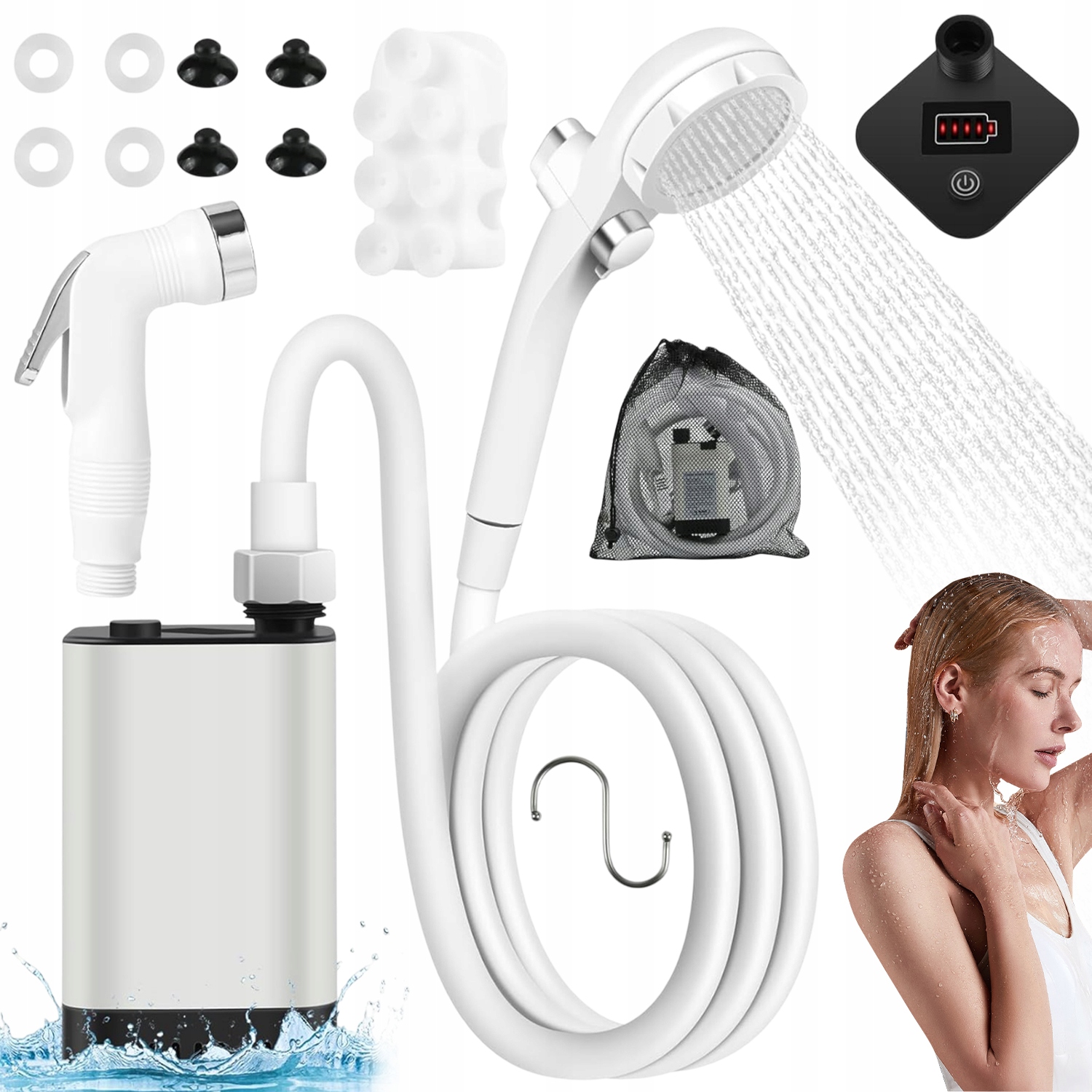 Přenosný Kempingový Sprchový Set S Háčkem A Přísavkou Pro Turistiku 1.8 M